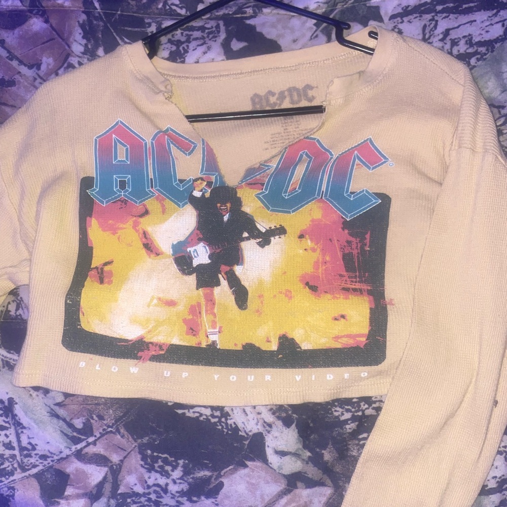 AC/DC Graphic Crop Top - Cream